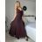 Šaty dlouhé společenské třpytivé na ramínka dámské (S/M ONE SIZE) ITALSKá MODA IM325NORA/DU -   vínová -   S / M
