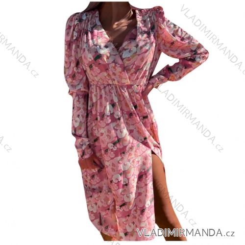 Šaty elegantné dlhé letné dlhý rukáv dámske vzorované (S/M ONE SIZE) TALIANSKA MÓDA IMD22287