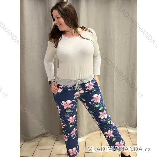Tepláky dlhé dámske nadrozmer (46/48/50 ONE SIZE) TALIANSKA MÓDA IMC23001/DR 48/50 modrá