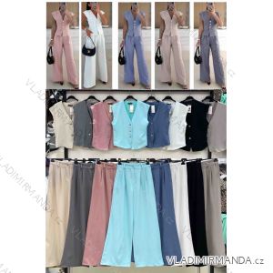 Súprava elegantná vesta bez rukávov a nohavice dlhé dámske (S/M/L ONE SIZE) TALIANSKA MÓDA IMWB25199