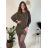 Šaty krátke elegantné trblietavé dlhý rukáv dámske (S/M/L ONE SIZE) TALIANSKA MÓDA IMC24602/DUR zlatá S/M/L