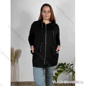Mikina slabá na zips s kapucňou dlhý rukáv dámska nadrozmer (42/44/46 ONE SIZE) TALIANSKA MÓDA IM425047