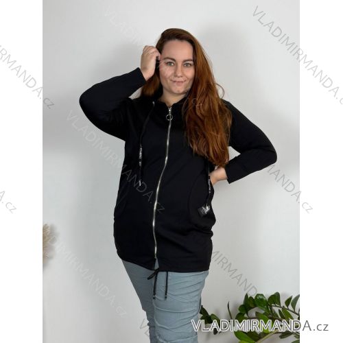 Mikina slabá na zips s kapucňou dlhý rukáv dámska nadrozmer (42/44/46 ONE SIZE) TALIANSKA MÓDA IM425047/DUR