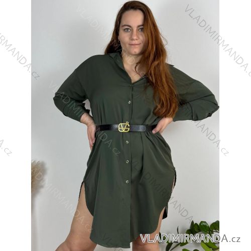 Šaty košeľové dlhý rukáv dámske nadrozměr (48/50 ONE SIZE) TALIANSKA MÓDA IMPBB24F2713
