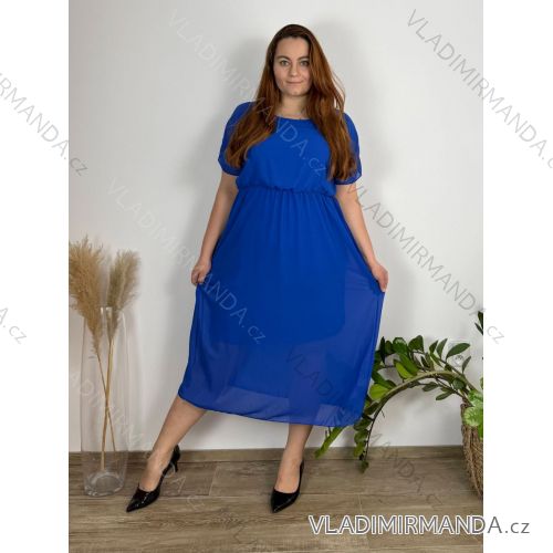 Šaty elegantné šifónové krátky rukáv dámske nadrozmer (46/48/50 ONE SIZE) TALIANSKA MóDA IM425035