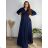 Šaty dlhé elegantné trblietavé dlhý rukáv dámske (S-2XL) POLSKÁ MÓDA PMLEL24SALMA-B/DUR 5XL tmavo modrá