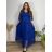 Šaty spoločenské elegantné 3/4 rukáv dámske (48/50/52 ONE SIZE) TALIANSKA MODA IMS25STELLA/DUR  modrá petrolejová