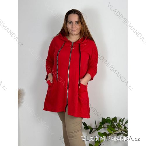 Mikina na zip s kapucňou dlhý rukáv dámska nadrozmer (54/56/58 ONE SIZE) TALIANSKA MÓDA IMD25ZLATA