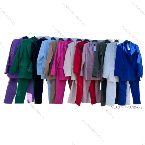 Súprava/komplet elegantné sako a nohavice dámska (M/L ONE SIZE) TALIANSKA MÓDA IMD22344 ružová S/M/L