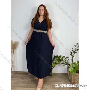 Šaty letné košeľové s opaskom krátky rukáv dámske (M/L/XL ONE SIZE) TALIANSKA MóDA IM425036/DUR