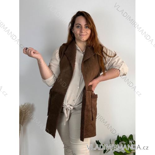 Vesta teplá bez rukávu dámska nadrozmer (44/46/48 ONE SIZE) TALIANSKA MÓDA IMD24360