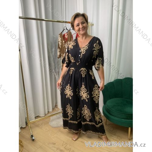 Šaty dlhé 3/4 dlhý rukáv dámske nadrozmer (42/44/46 ONE SIZE) TALIANSKA MÓDA IMWEC25003