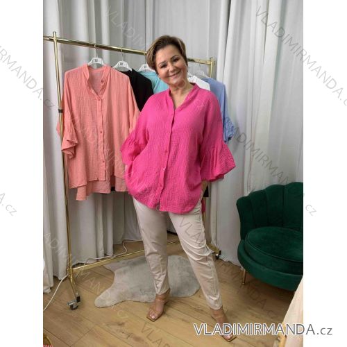 Košeľa tunika dlhý rukáv dámska nadrozmer (42/44/46 ONE SIZE) TALIANSKA MÓDA IMWEC25027