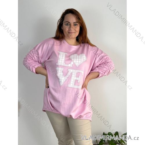 Prodloužená mikina oversize dlhý rukáv dámske nadrozmer (54/56/58 ONE SIZE) TALIANSKA MÓDA IM425070/DUR