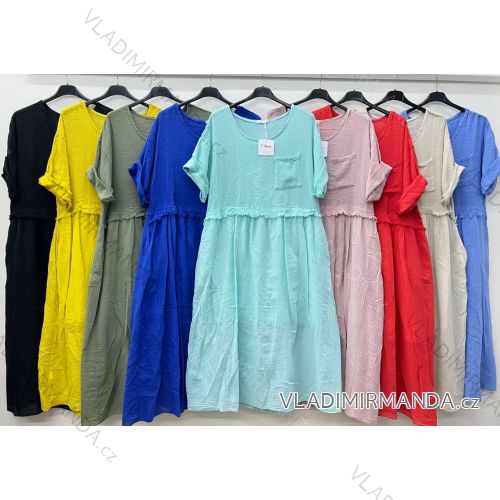 Šaty letné krátky rukáv dámske nadrozmer (46/48/50 ONE SIZE) TALIANSKA MÓDA IM425170