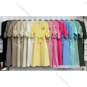 Šaty dlhé letné s opaskom 3/4 dlhý rukáv dámske (S/M/L ONE SIZE) TALIANSKA MÓDA IMWBH25356