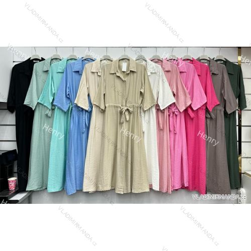 Šaty dlhé letné s opaskom 3/4 dlhý rukáv dámske (S/M/L ONE SIZE) TALIANSKA MÓDA IMWBH25357