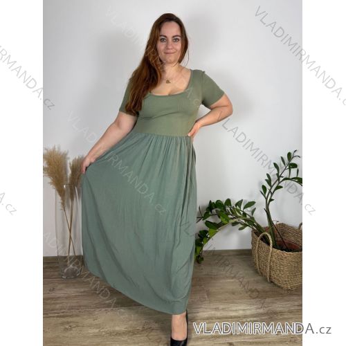 Šaty dlhé letné krátky rukáv dámske nadrozmer (46/48/50 ONE SIZE) TALIANSKA MÓDA IM425MARIA-V