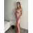 Šaty dlhé elegantné spoločenské saténové na ramienka dámske (S/M ONE SIZE) TALIANSKA MÓDA IM424772/DUR starorůžová S/M