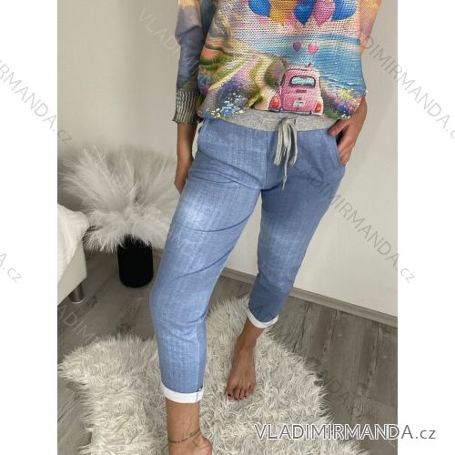 Tepláky dlouhé dámské riflové světlé (M/L/XL ONE SIZE) ITALSKA MODA IMB22048
