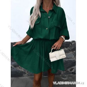 Šaty krátke košeľové 3/4 dlhý rukáv dámske (XS/S/M ONE SIZE) TALIANSKA MÓDA IMD25047