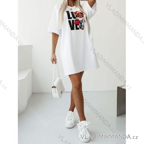 Šaty krátke letné krátky rukáv dámske nadrozmer (38/40/42 ONE SIZE) TALIANSKA MÓDA IMD25053