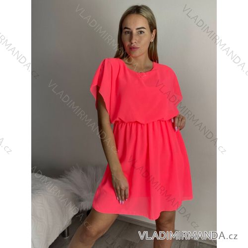 Šaty krátke šifónové krátky rukáv dámske (S/M/L ONE SIZE) TALIANSKA MÓDA IM425149