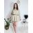 Šaty krátke mikinové dlhý rukáv dámske oversize (M/L/XL ONE SIZE) TALIANSKA MÓDA IMD25PEGY/DUR tmavě béžová M/L
