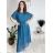 Šaty elegantné šifónové krátky rukáv dámske nadrozmer (44/46/48) ONE SIZE) TALIANSKA MóDA IM425035/DUR 46/48 čierna