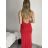 Šaty dlhé spoločenské na ramienka dámske (S/M/L ONE SIZE) TALIANSKA MÓDA IMPLP2365360011A červená S/M/L