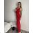 Šaty dlhé spoločenské na ramienka dámske (S/M/L ONE SIZE) TALIANSKA MÓDA IMPLP2365360011A červená S/M/L