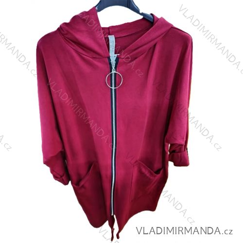 Mikina predĺžená slabá na zips s kapucňou dlhý rukáv dámska (S/M/L ONE SIZE) TALIANSKA MÓDA IMSM25197