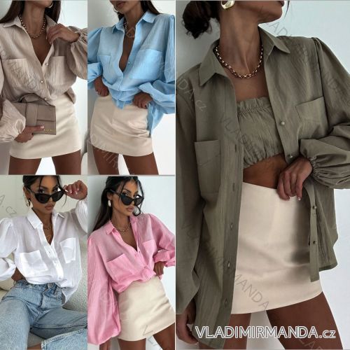Košeľa dlhý rukáv dámska (S/M/L ONE SIZE) TALIANSKA MÓDA IMWHP25425
