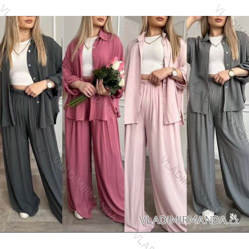 Súprava oversize košele dlhý rukáv a nohavice dlhé dámske (S/M/L ONE SIZE) TALIANSKA MÓDA IMWGB25434