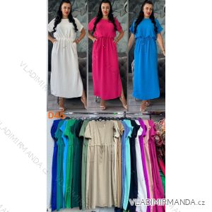 Šaty dlhé oversize krátky rukáv dámske nadrozmer (42/44/46 ONE SIZE) TALIANSKA MÓDA IMWDT25458