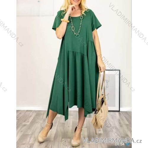 Šaty dlhé oversize krátky rukáv dámske nadrozmer (42/44/46 ONE SIZE) TALIANSKA MÓDA IMWDL25468