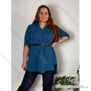Tunika košeľová predĺžená s opaskom 3/4 dlhý rukáv dámska nadrozmer (50/52/54 ONE SIZE) TALIANSKA MÓDA IMC23034