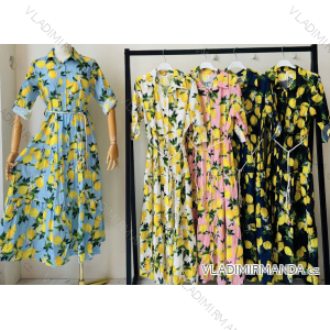 Šaty dlhé letné košeľové 3/4 dlhý rukáv dámske (S/M ONE SIZE) TALIANSKA MÓDA IMPEM25VA203
