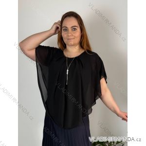 Tunika s príveskom krátky rukáv dámska nadrozmer (46/48/50 ONE SIZE) TALIANSKA MÓDA IMSF25CHARA/DUR