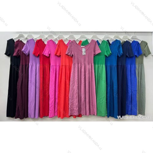 Šaty dlhé voľnočasové krátky rukáv dámske (XS/S/M/L ONE SIZE) TALIANSKA MÓDA IM425211