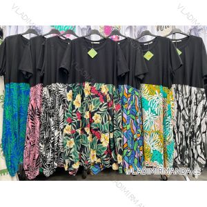 Šaty voľnočasové krátky rukáv dámske nadrozmer (54/56/58 ONE SIZE) TALIANSKA MÓDA IM425218