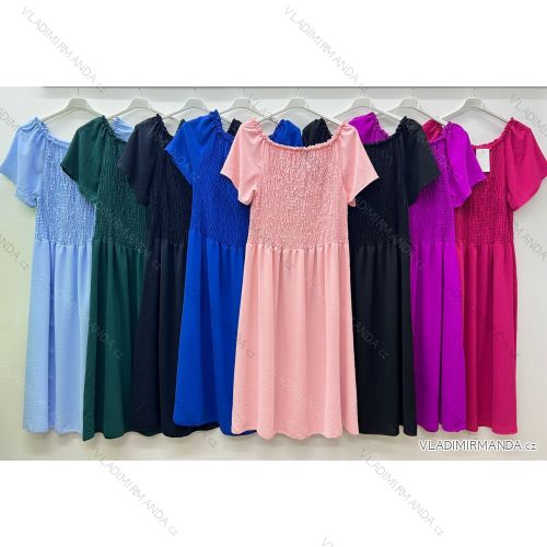 Šaty krátke elegantné letné krátky rukáv dámske nadrozmer (44/46/48 ONE SIZE) TALIANSKA MÓDA IM425245