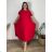 Šaty dlhé elegantní plisované krátky rukáv dámske nadrozmer (54/56/58 ONE SIZE) TALIANSKA MÓDA IM425AMOR/DR 54/56/58 červená