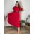 Šaty dlhé elegantní plisované krátky rukáv dámske nadrozmer (54/56/58 ONE SIZE) TALIANSKA MÓDA IM425AMOR/DR 54/56/58 červená