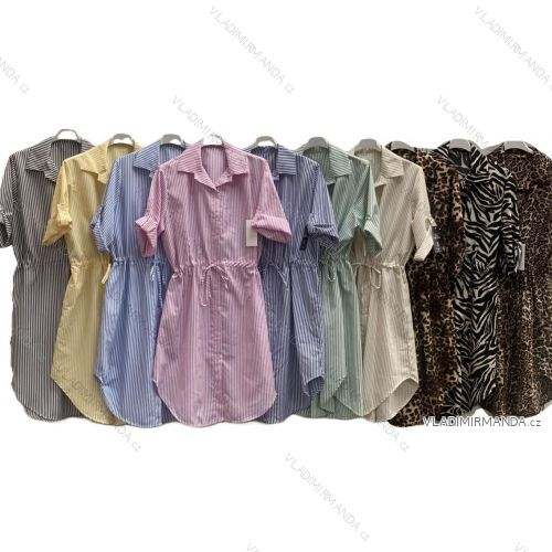 Šaty košeľové 3/4 dlhý rukáv dámske (S/M/L ONE SIZE) TALIANSKA MÓDA IMC25211
