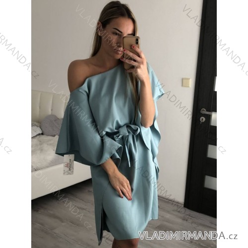 Šaty letné motýlikové krátky rukáv dámske (S/M ONE SIZE) ITALSKA MÓDA IMM22SY19139/DR -   tmavo mintová -   S / M