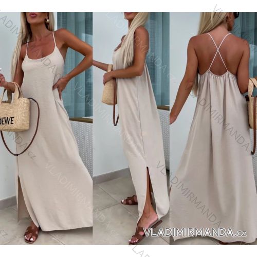Šaty dlhé voľnočasové letné na ramienka dámske (S/M/L ONE SIZE) TALIANSKA MÓDA IMWGB25505
