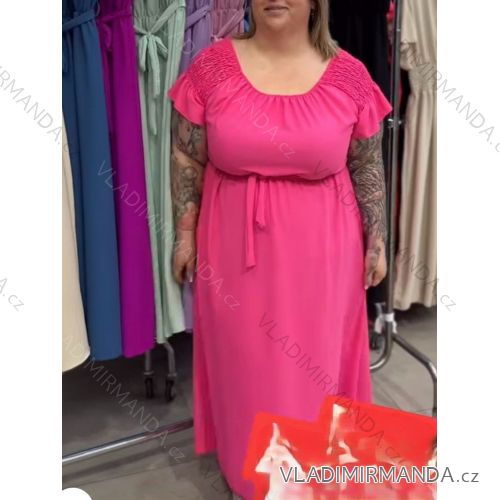 Šaty dlhé letné krátky rukáv dámske nadrozmer (54/56/58 ONE SIZE) TALIANSKA MÓDA IM425254