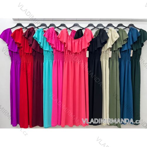 Šaty dlhé elegantný letný krátky rukáv dámske nadrozmer (50/52/54 ONE SIZE) TALIANSKA MÓDA IM425268