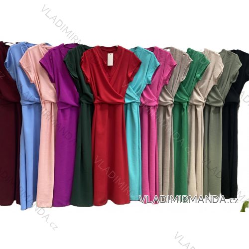 Šaty dlhé elegantný letný krátky rukáv dámske (S/M/L ONE SIZE) TALIANSKA MÓDA IMC25250